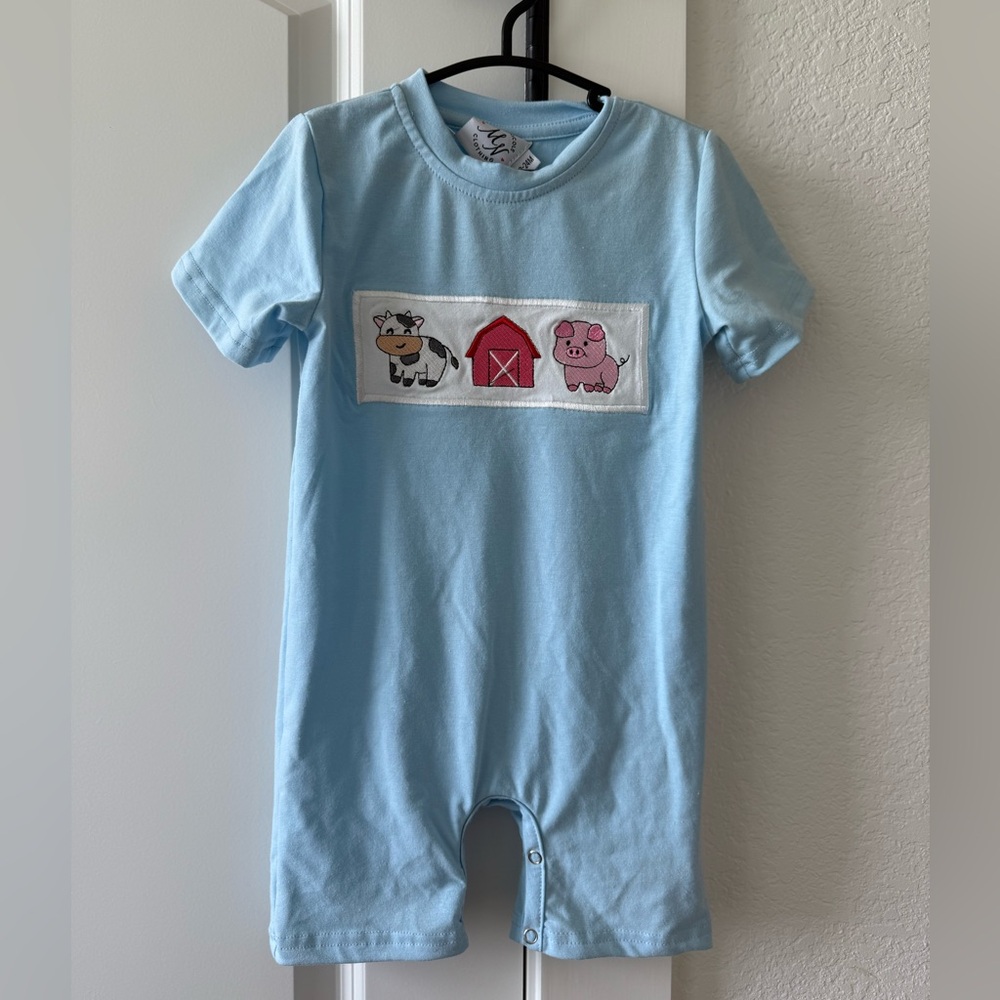 Charming Light Blue Farm Animal Bodysuit